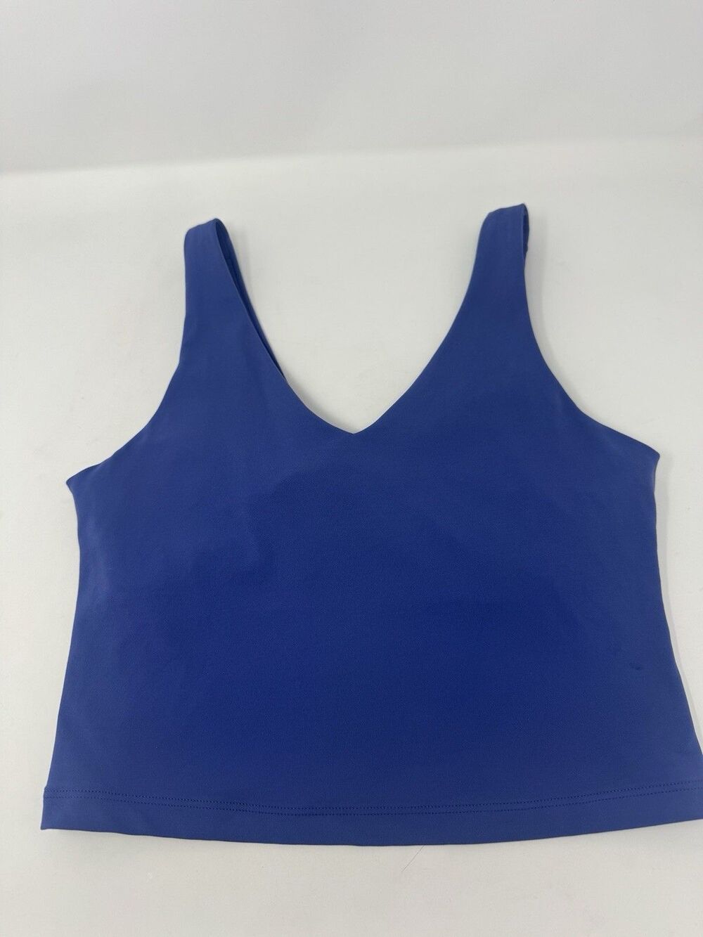 ATHLETA Transcend V-Neck Crop Bra Blue Sports Bra Women's Size Small Athleisure